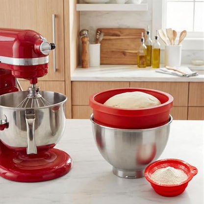 Silicone Bowl Liner for KitchenAid Mixer 4.5/5QT, Collapsible Mixing Bowl Insert with Airtight Lid, Food Grade Silicone KitchenAid Stand Mixer Bowl Liner, Heat Resistant, Dishwasher Safe, 1 Pack (Red)