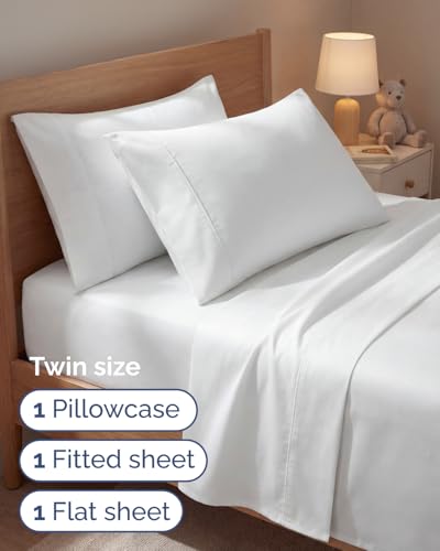 Twin 4 Piece Sheet Set - Comfy Breathable & Cooling - Ultra Soft Hotel Luxury Bedding Set with 8-16 Inch Deep Pockets - 1 Flat & 1 Fitted Sheet & 2 Pillowcases - Cozy, Wrinkle Free & Easy Care - White - color: 01 - White, size: Twin