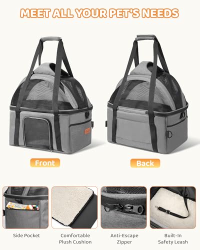 BurgeonNest Top-Expandable Large Cat Carrier, Soft-Sided Cat Bag Carrier for Medium & Large Cats Up to 15 lbs, Upgraded Small Dog Car Seat, Pet Travel Bag with Full-Open Canopy - size: Medium-Full-Open