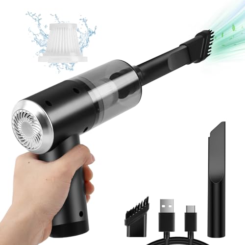 Auloea Mini Portable Vacuum Cleaner, Keyboard Wireless Handheld Vacuum with Brush Motor 4500PA High Power and TypeC, for Car,Office and Home Cleaning /V01/Black - color: Black