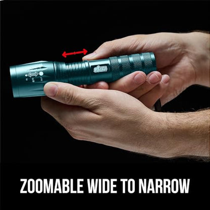 GORILLA GRIP Powerful LED Tactical Flashlight, 750 FT High Lumens 5 Adjustable Modes, Water Resistant, Ultra Bright Zoom Flashlights, Small Mini Flash Light, Camping, Night Dog Walking, Teal Blue - color: Teal Blue