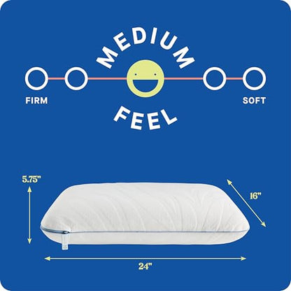 Sealy Dreamlife Queen Size Memory Foam Cooling Pillow with Surface Guard Technology, Removable Machine-Washable Cover, 1 Year Limited Warranty, White - size: Standard, style: 1 pack