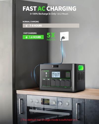 2400W Portable Power Station 1843.2Wh Solar Generator LiFePO4 Battery Power Bank Station PD100W USB-C & 4 AC Outlets for RV Camping Home Emergency UPS Backup - color: Dark Black