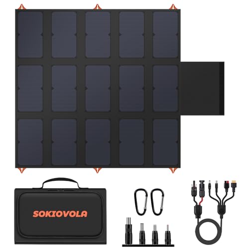 SOKIOVOLA 100W Portable Foldable Solar Panel 20V Portable Solar Charger with QC3.0 USB-A & Type-C Output IP68 Waterproof for Cell Phones Camera Outdoor Camping RV Hiking Travel Small Power Station - color: 100 Orange