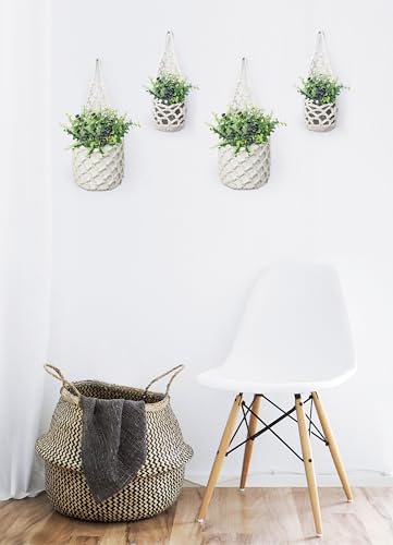 4 Packs Hanging Planters for Indoor Plants, Wall Plant Holder | Plant Hanger Indoor, Wall Planters for Indoor Plants, Hanging Plant (4PK, 2 Large + 2 Small) - color: Beige X 4pc