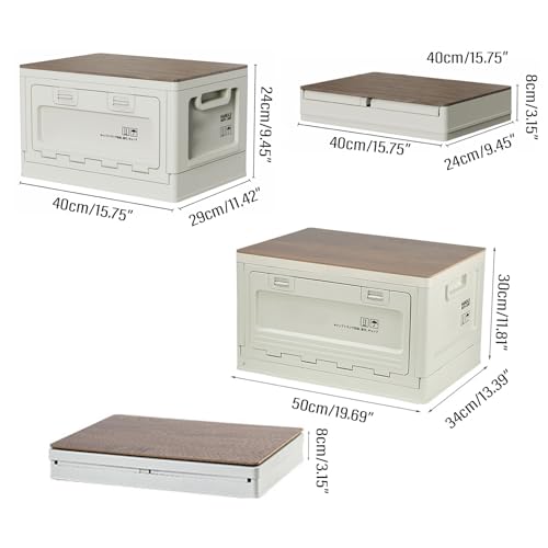 Foldable Closet Box Car Storage Container Camping Folding Storage Box Wood Lid Camping Storage Bin - color: Blue-50L