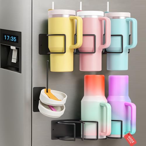 Magnetic Stanley Cup Holder for Fridge, 2 Pack Tumbler Organizer with Lid Organizer for Stanley 40 oz Stanley Cup Rack Tumbler Holder Storage Water Bottle Storage Organizer for Stanley Cup - size: 2 PCS