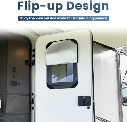 RV Door Window Shade Cover, Sun Blackout Fabric for Camper Privacy Entrance (16 x 25 inch)- 2 Packs - color: Black-two packs