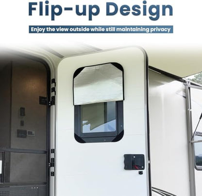 RV Door Window Shade Cover, Sun Blackout Fabric for Camper Privacy Entrance (16 x 25 inch)- 2 Packs - color: Black-two packs