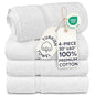 Chakir Turkish Linens 4 Piece Extra Large Bath Towels, 100% Cotton Luxury Turkish Towels for Bathroom, Soft Absorbent Bath Towels, 30 x 60 Inches, White - color: White