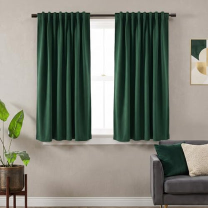 SHINELAND Emerald Green Blackout Thermal Insulated Curtains for Bedroom, Rod Pocket Heat Light Blocking Window Curtain Panels, (52 by 45 Inch Length,2 Panels) - color: Emerald Green, size: 52"W x 45"L (Pack of 2)