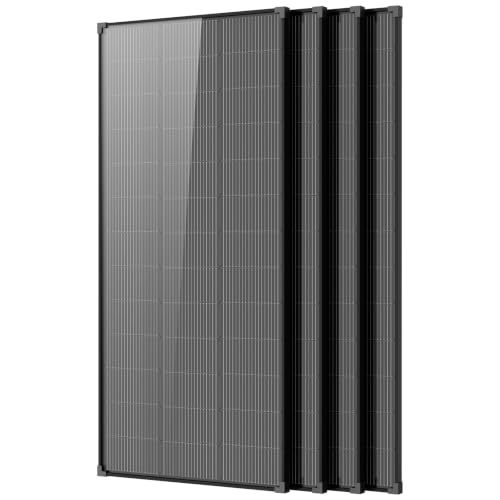 800W Solar Panels,4pcs 200 watt Solar Panel 12v n Type 18bb Solar Panel A+ Grade PV Module with IP68 Waterproof 25% Cell Efficiency 200w Solar Panels for Off Grid RV Boat Rooftop Camper - color: 800W BLACK