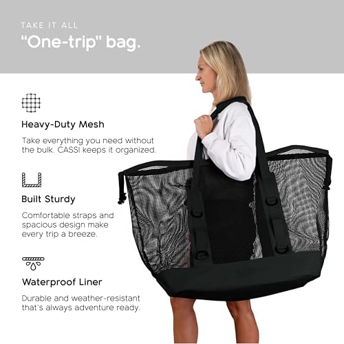 MISSION Boat Gear CASSI Heavy-Duty Outdoor Tote and Waterproof Marine-Grade Mesh Boat Bags - color: Black, size: 170 Liter