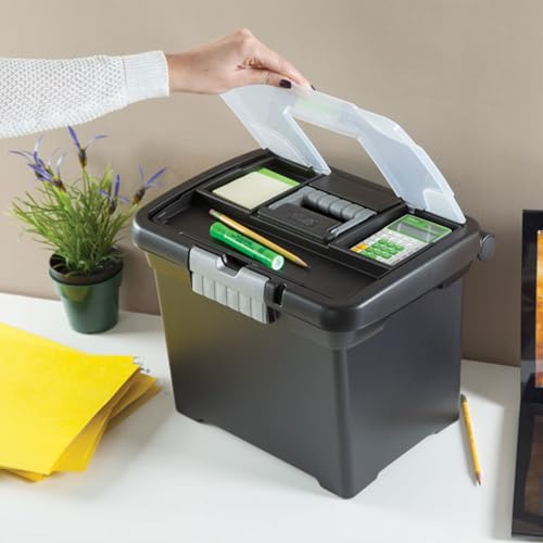 Sterilite Portable Lockable File Box Organizer with Handle and Clear Lid (12 Pack) - size: 12 Pack