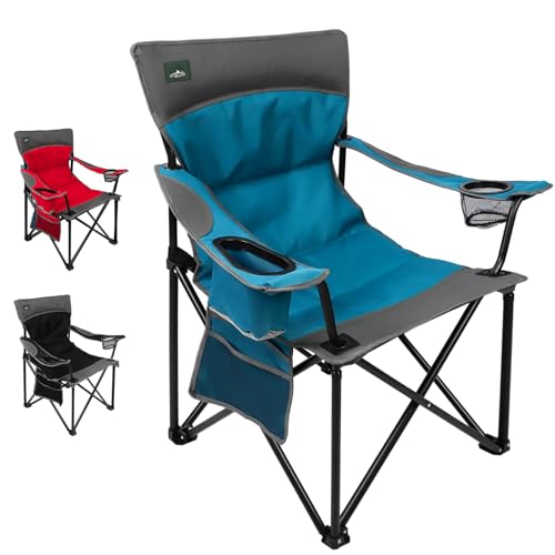 Northroad Foldable Camping Chair Heavy-Duty Outdoor Folding Chair Support Up to 300lbs for Hiking, Picnics, Patio, Beach, Fishing (Blue) - color: Blue
