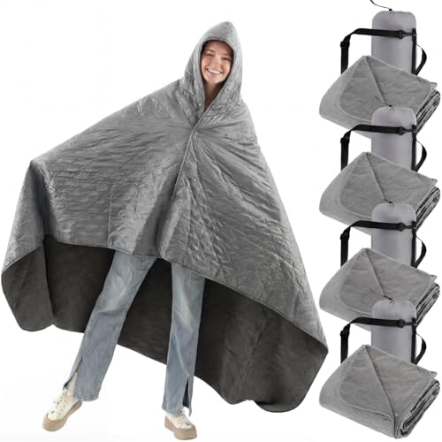 Fanfanwin 4 Pack Outdoor Camping Blanket Bulk - Fleece Waterproof & Foldable Stadium Blanket with Portable Bag for Cold Weather Sports Pet Beach Picnic Stadium Travel Car - 79 * 55inch - color: Gray