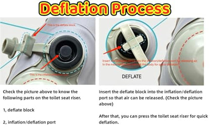 Inflatable Travel Toilet Seat Riser, Portable Toilet Seat Cushion with Suction Cups for Travel, RV, Camping - Comfortable Potty Seat (Grey)