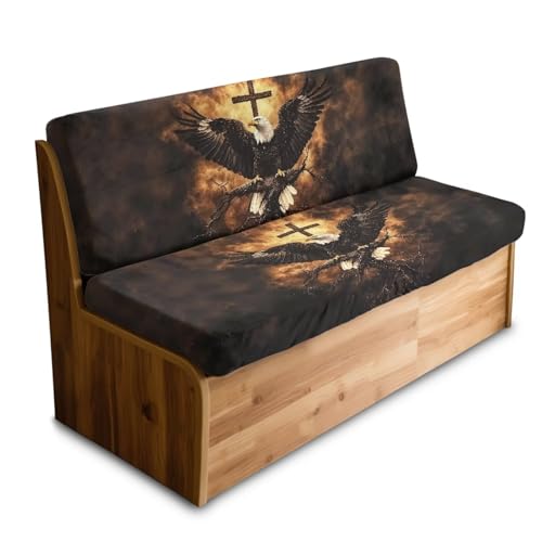 Eagle Cross Pattern 2 Pack RV Dinette Cushion Covers Washable Camper Cushion Slipcover Scratch-Resistant Sofa Chair Cover Camper Seat Covers Dinette Booth - color: Eagle Cross