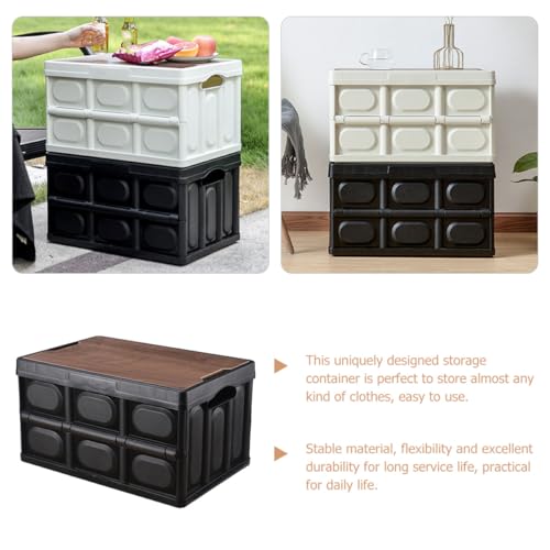 UKCOCO Outdoor Camping Folding Storage Box with Lid, Small Plastic Sundry Container 38.5x27x21cm, Clothes and Organizer for Car Trunk and Home Storage