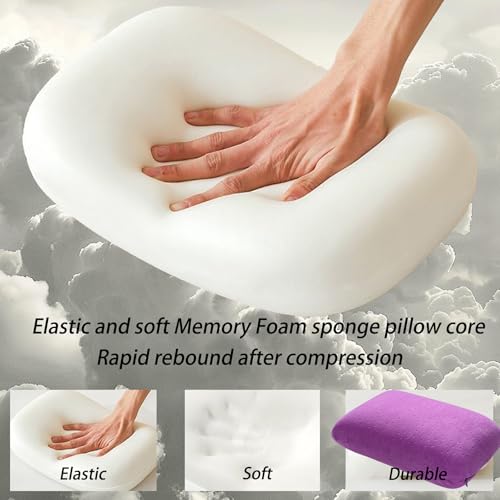 Travel Pillow Small Camping Pillow Memory Foam Bed Neck Soft Home Pillow Lightweight Easy to Carry Removable Pillow Cover for Travel,Sleeping,Nap and Neck,Knee,Leg,Lumbar Support Pillow (Purple) - color: Purple