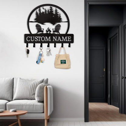 Dyoart Personalized Custom Name Key Holder - Wall Mounted Key Rack for Kitchen, Entryway, Hallway, Office, Doorway - color: 08 Camping