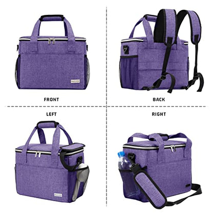 BAGLHER Dog Travel Bag Backpack Pet Supplies Backpack 5-Piece Set with Shoulder Strap 2 Lined Pet Food Containers 2 Foldable Feeding Bowls Essential Kit for Pet Travel - color: Purple, size: Medium