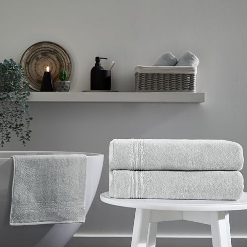 Ozdilek 2-Piece Bath Towels, 27x54 100% Turkish Cotton, Luxury Quick Dry, Extra Large, Fade-Resistant, Eco-Friendly, Spa Towel, Comfortable (Grey) - color: Grey