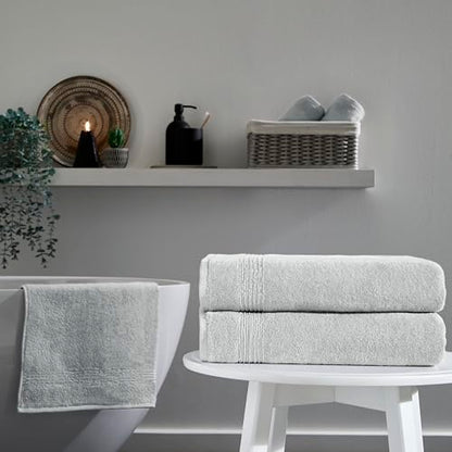 Ozdilek 2-Piece Bath Towels, 27x54 100% Turkish Cotton, Luxury Quick Dry, Extra Large, Fade-Resistant, Eco-Friendly, Spa Towel, Comfortable (Grey) - color: Grey
