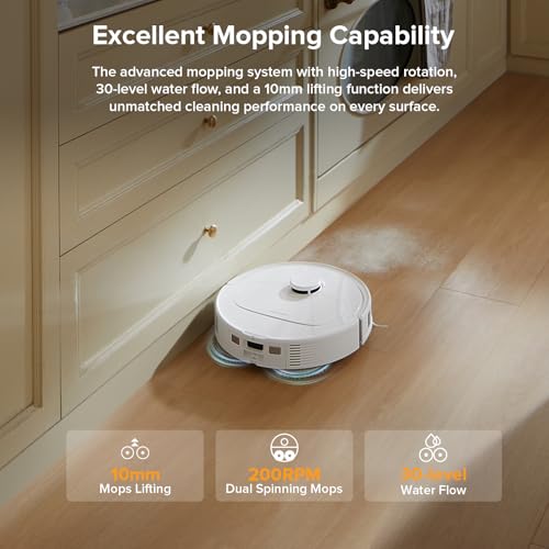 roborock Qrevo Series Robot Vacuum and Mop, 8000Pa Suction, Upgraded from Qrevo S, Anti-Tangle Brush, Smart Obstacle Avoidance, Auto Mop Washing, All-in-One Dock, 200RPM Spinning Mops, White(QV 35A) - color: White01