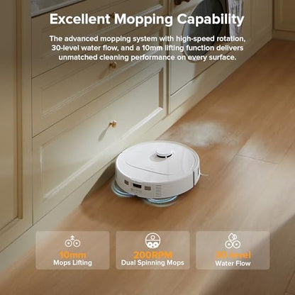 roborock Qrevo Series Robot Vacuum and Mop, 8000Pa Suction, Upgraded from Qrevo S, Anti-Tangle Brush, Smart Obstacle Avoidance, Auto Mop Washing, All-in-One Dock, 200RPM Spinning Mops, White(QV 35A) - color: White01