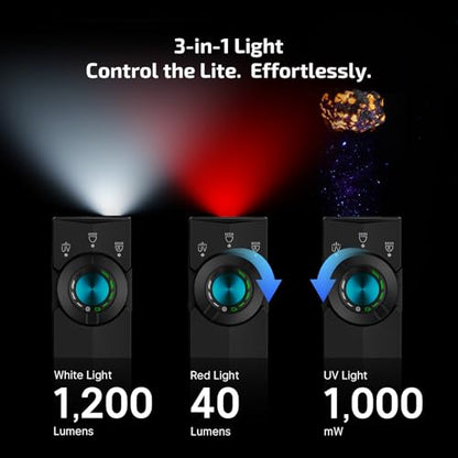 OLIGHT ArkPro Lite Flat Pocket Flashlight, Rechargeable Portable 1200 Lumens with White LED, Red Light, and UV Light, Triple Sources for Pet Urine Detection, Camping, Emergency, Working (Matte Black) - color: Matte Black