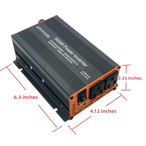 500W Power Inverter Modified Sine Wave for Vehicles,DC 12V to 110V 120V New Black - size: 500W