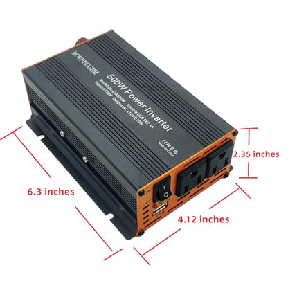 500W Power Inverter Modified Sine Wave for Vehicles,DC 12V to 110V 120V New Black - size: 500W