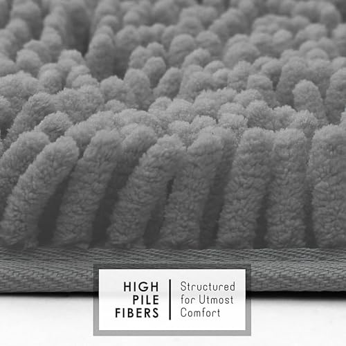 Hearth & Harbor Bathroom Rugs, Chenille Bath Mat - Machine Washable Bath Mats for Bathroom Non-Slip Backing Rubber, Quick Dry Bathroom Mat, 17 x 24 - Frost Grey - color: Frost Grey, style: 17 x 24