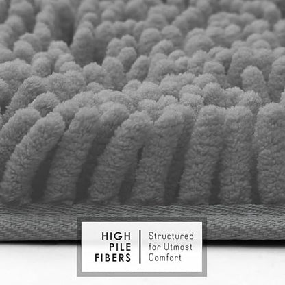 Hearth & Harbor Bathroom Rugs, Chenille Bath Mat - Machine Washable Bath Mats for Bathroom Non-Slip Backing Rubber, Quick Dry Bathroom Mat, 20 x 32 - Frost Grey - color: Frost Grey, style: 20 x 32
