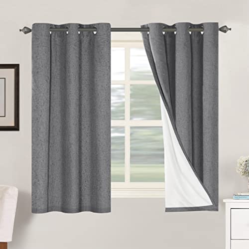 H.VERSAILTEX Primitive Linen Curtains 100% Blackout Curtain Drapes Burlap Fabric Curtains with White Thermal Insulated Liner, Grommet Top Drapes Living Room/Bedroom (2 Panels, 42 x 54 Inch, Grey) - color: Grey, size: 42"W x 54"L (Pack of 2)