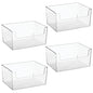 mDesign Large Modern Plastic Open Front Dip Storage Organizer Bin Basket for Bathroom Organization - Vanity Shelf, Cubby, Cabinet, and Closet Organizing Decor - Ligne Collection - 4 Pack - Clear