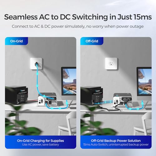 Renogy Inverter PUH, 1000W Pure Sine Wave Power Inverter with UPS Transfer Switch & Bluetooth, 12V DC to 120V AC Converter for RV, Truck, Home,Camping - 2000W Surge Power, Remote Monitoring - size: 1000W(Built-in BT & ATS)