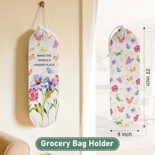 2PCS Butterfly Plastic Bag Holder for Kitchen Essentials, Reusable Hanging Grocery Bag Organizer, Washable Large Grocery Trash Garbage Bags Storage Dispenser Butterfly Kitchen Decor - style: Butterflies