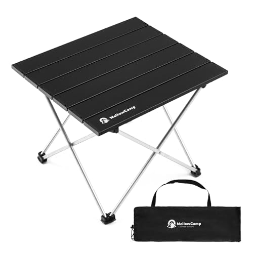 MellowCamp Camping Side Table, Ultralight Aluminum Folding Table, Small Compact Portable Ideal for Camping, Hiking, Beach, Outdoor Cooking, Picnics (Black, Small) - size: Small -13.6x15.6x14.6 in