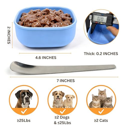 2ME Airtight Pet Wet Food Storage Containers with Lids (4-Pack, 12oz) - Silicone Meal Prep Kit for Dog & Cat Food - Freezer, Microwave & Dishwasher Safe - with Stainless Steel Scoop - size: 12oz Pack of 4