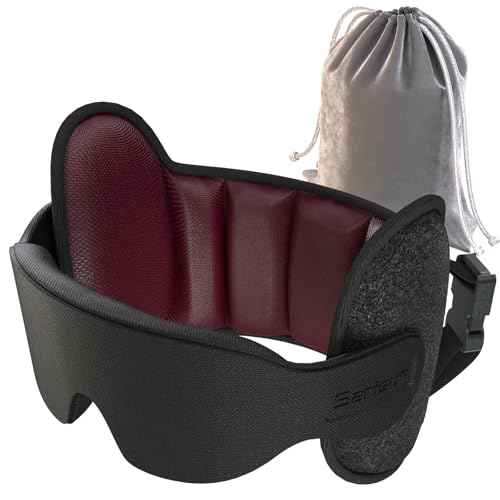 SARISUN Upgraded Travel Pillow, Airplane Head Strap for All Heights, 360° Head Support, Airplane Pillow with 3D Sleep Mask, Light Blocking, Long Flights Essentials Headrest, Stop Bobblehead, Red - color: Red, size: Airplane Seats with Headrest