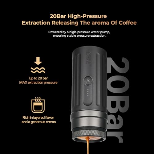 IKAPE Newly KAPO K2 Portable Espresso Machine with Bl uetooth APP Connect & 51mm Bottomless Basket, Electric Coffee Maker 20 Bar Pressure, for Home, Travel, Camping - size: 51.3mm