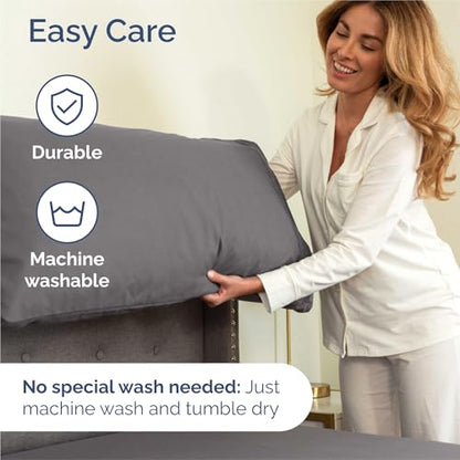 Split King 7 Piece Sheet Set - Comfy Breathable & Cooling - Soft Hotel Luxury Bedding Set with 8-16 Inch Deep Pockets - 1 Flat & 2 Fitted Sheet & 4 Pillowcases - Wrinkle Free & Easy Care - Dark Grey - color: 06 - Dark Grey, size: Split King Size
