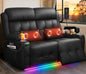 Power RV Loveseat Recliner Sofa, Reclining Loveseats Couch for RV Furniture, Home Theater Seating with Heat Massage, USB, Insert Pockets, Cup Holders, 150° Wall Hugger RV Recliners Sleeper Sofas - color: Black, size: Loveseat-G1-Power
