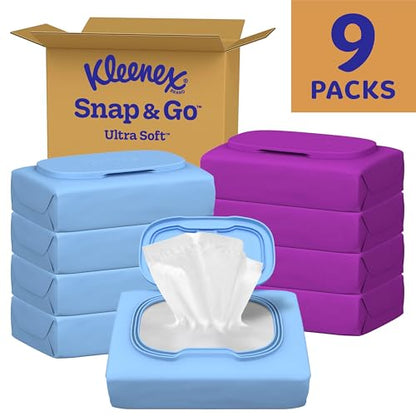 Kleenex Snap & Go Ultra Soft Facial Tissues, 9 On-the-Go Packs, 25 Tissues per Pack, 3-Ply, Packaging May Vary - size: 9 Pack (25 Tissue Packs)