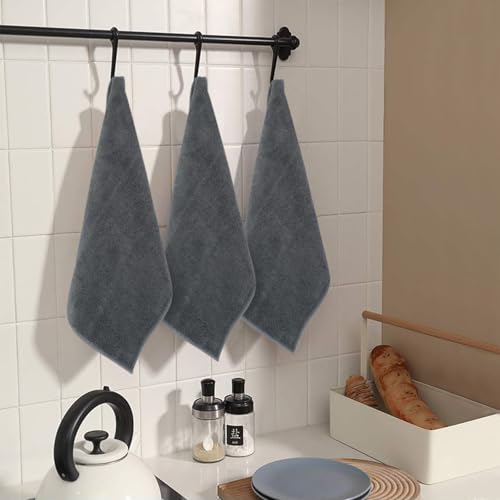 SINLAND Microfiber Cleaning Cloth Super Absorbent Kitchen Dish Cloths Quick Dry No Streak Dish Rags Glass Cloths 12inchx12inch 12 Pack Grey - color: Grey