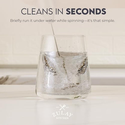 Zulay Kitchen Powerful Milk Frother Wand - Handheld Stainless Steel - Battery Operated Drink Mixer for Coffee, Lattes, Cappuccino, Matcha - Froth Mate Frother Gift - Cool Tide - color: Cool Tide, size: Classic Froth Mate