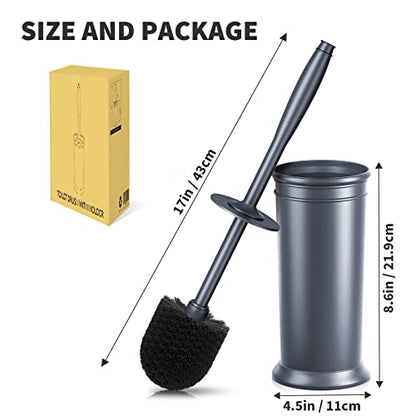 Toilet Brush, Toilet Bowl Brush with Extra Long Handle Durable Bristles Toilet Scrubber and Covered Holder for Toilet Brush Set for Bathroom Cleaning (Gray, 1 Set) - color: Gray