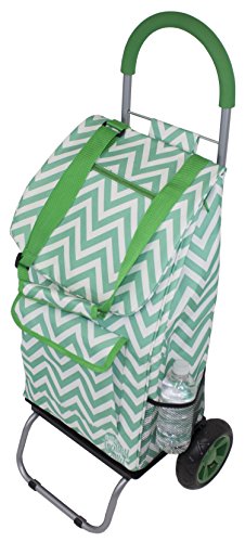 dbest products Trolley Dolly Shopping Grocery Foldable Cart Storage Mom, Green Chevron - color: Green Chevron, style: Cart